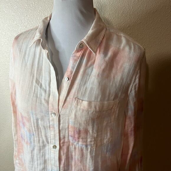 Rails Ellis Daybreak SMALL Tie-Dye Button-Down Shirt Pink White Blue Crinkled - Picture 3 of 11